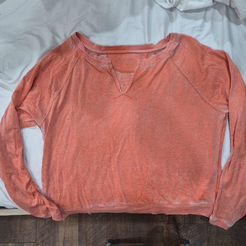Vintage Distressed Calvin Klein Performance Coral Long Sleeve Top Y2K Cottage